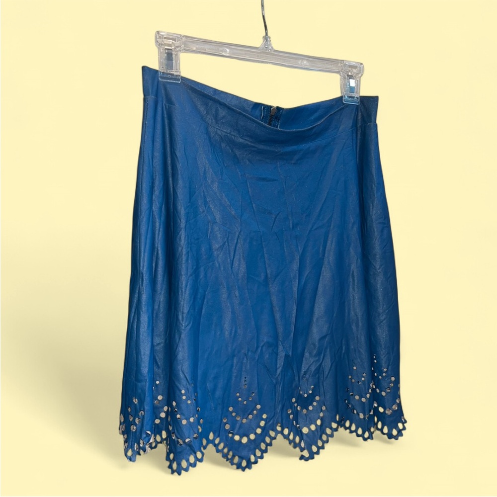 Faux Leather Skirt with Laced Scalloped Detailing